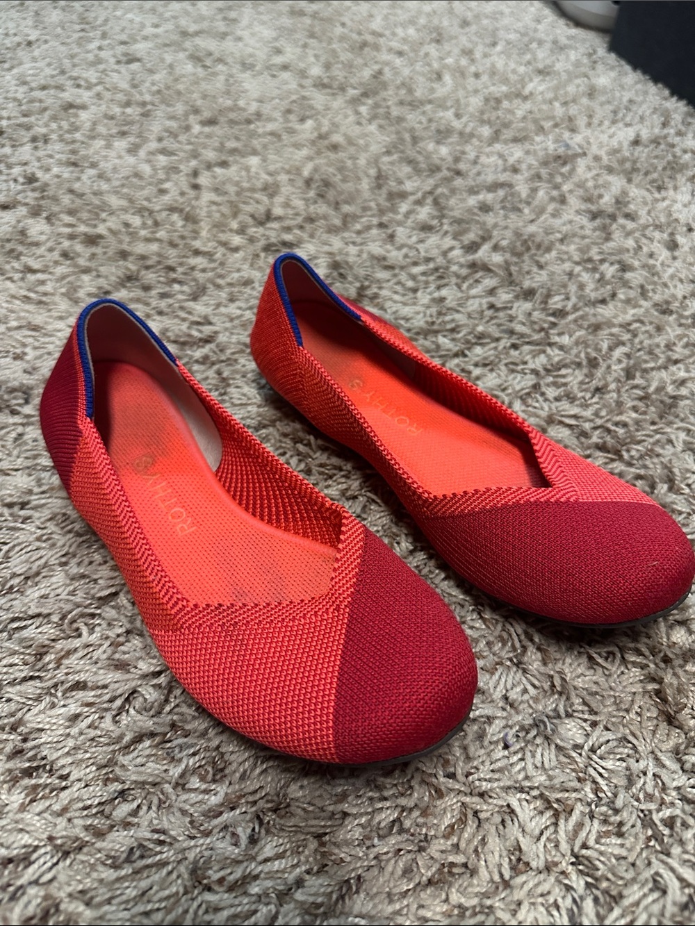 Rothy's Red & Coral Knit Ballet Flats